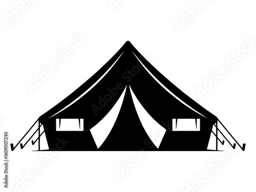 Classic black canvas a frame camping tent icon