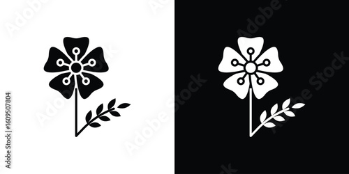 Wild rose icon. black and white line icons pack.