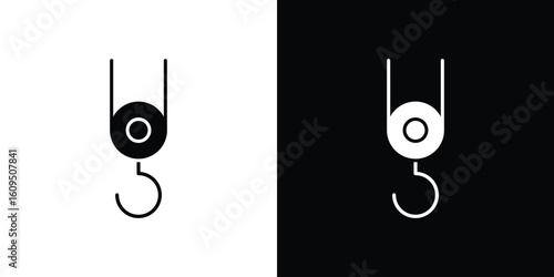 Winch hook icon. black and white line icons pack.