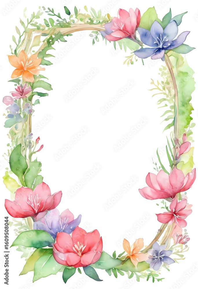Obraz premium Celebrate special moments with a vibrant camellia flowers watercolor art layout, perfect for postcards, greetings, and invitations on various occasions Generative AI