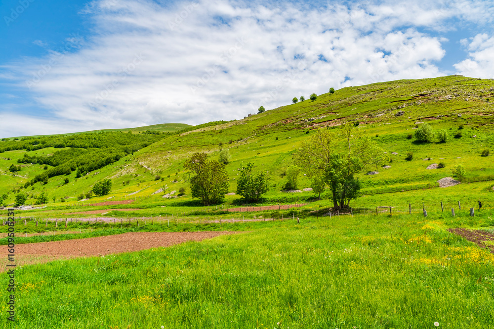 Obraz premium Rural landscape in Lukomir, the highest village in Bosnia-Herzegovina