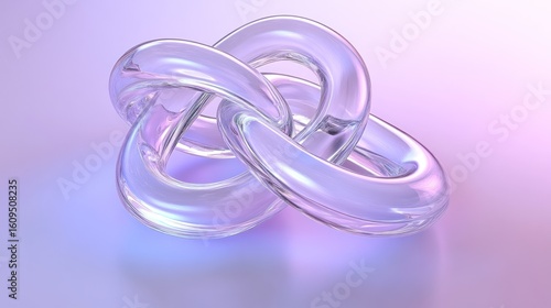 Intertwined, translucent rings on a soft gradient background