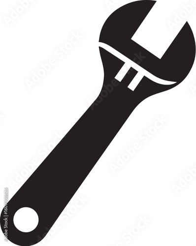 wrench silhouette shape, black and white vector