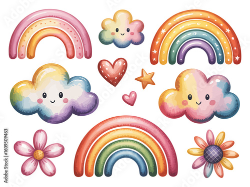 Charming watercolor illustration of a whimsical scene