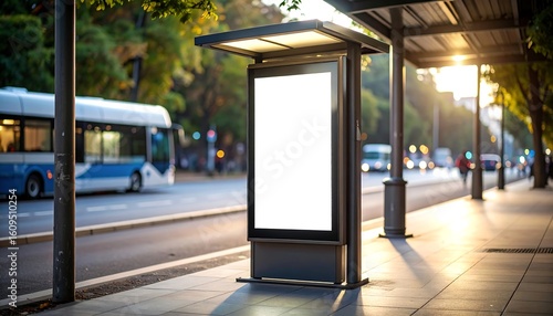 Empty bus stop digital advertisement
