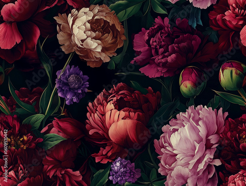 Hyper-Realistic Peony Garden Pattern