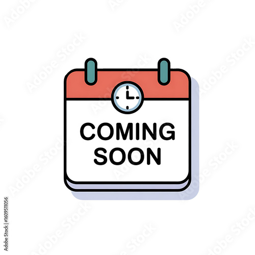 Coming Soon Planner Icon Typography for Event Schedule and Marketing Announcement