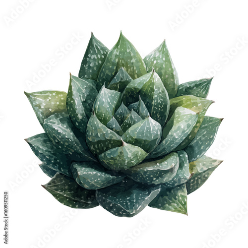 A watercolor painting of Haworthia, vector illustration on white background.