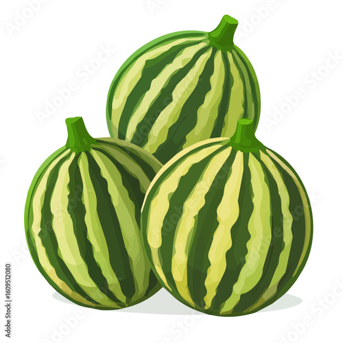  A Minimalistic 2D flat icon featuring bitter melons, clean vector design, simple illustration style, isolated on a white background, modern element in vector and EPS format. simple design
