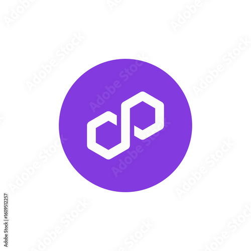 MATIC, Polygon coin flat design icon logo