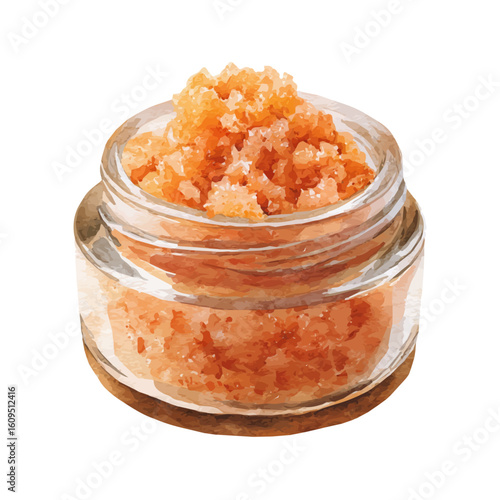 Body Scrub in watercolor style, vector illustration, isolated on white background.