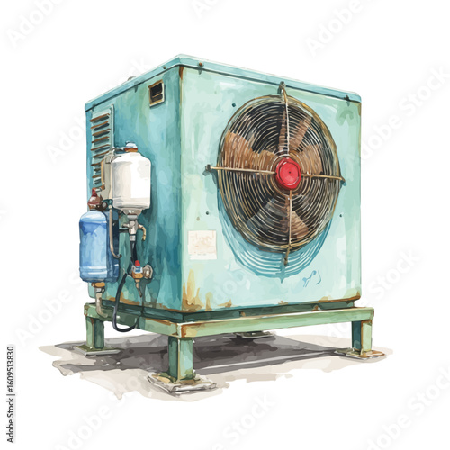 A watercolor painting of Evaporative Cooler, vector illustration on white background.
