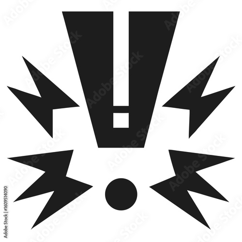 Bold exclamation mark design with lightning bolt shapes representing importance and attention on white background