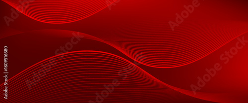 Elegant red vector background with flowing curved lines creating a smooth wave effect. Ideal for modern designs, tech themes, and dynamic visual compositions.
