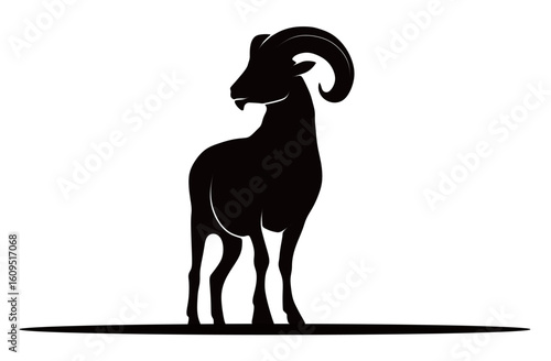 silhouette of a brave and gallant ram isolated on a white background. vector illustration of a brave and gallant ram