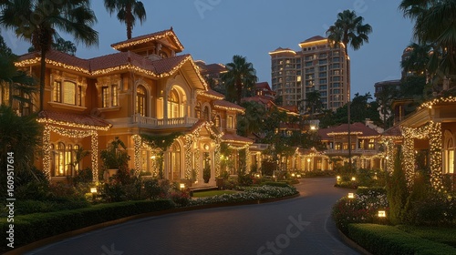 Wallpaper Mural Luxurious homes illuminated at night Torontodigital.ca