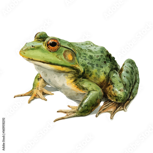 A watercolor painting of Bullfrog, vector illustration on white background.