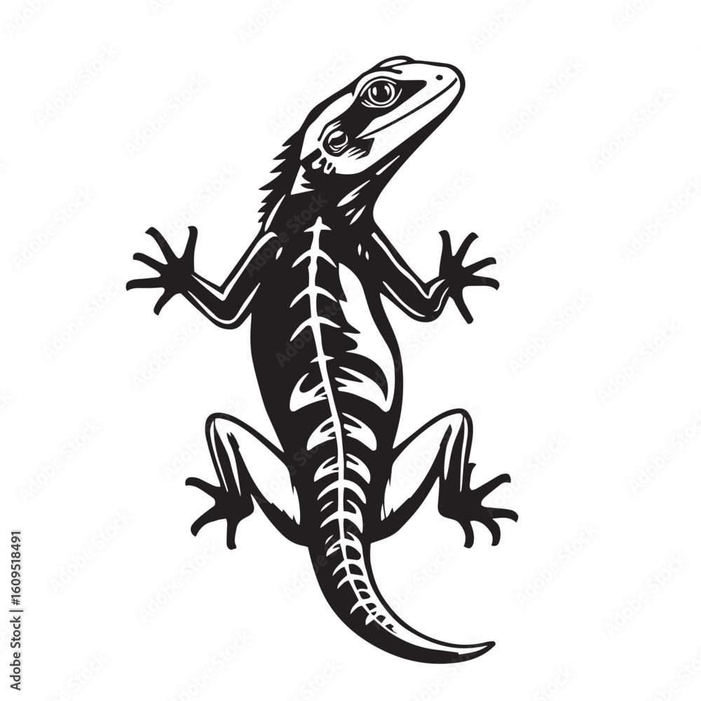 Naklejka premium Lizard vector design concept black and white illustration.