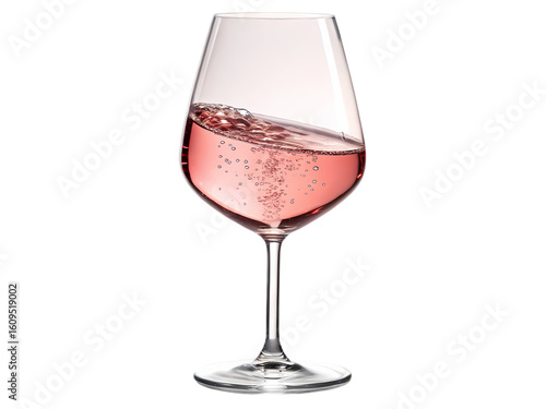 Rose Wine in a Crystal Glass on transparent background
