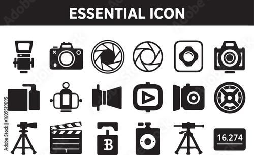 Photography and videography equipment icons camera