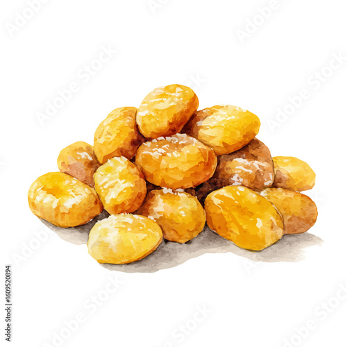 A watercolor painting of Gnocchi, vector illustration on white background.