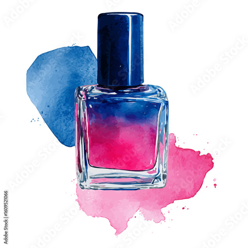A watercolor painting of Nail Polish, vector illustration on white background.