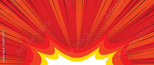 red comic background with explosion effect cartoon style design