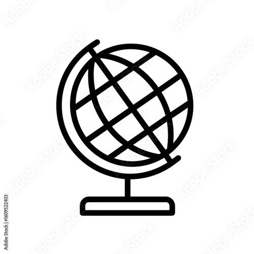 Desk globe icon with latitude and longitude lines
