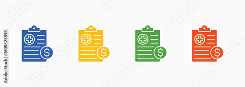Cost Icon Set Color Multiple Style Collection