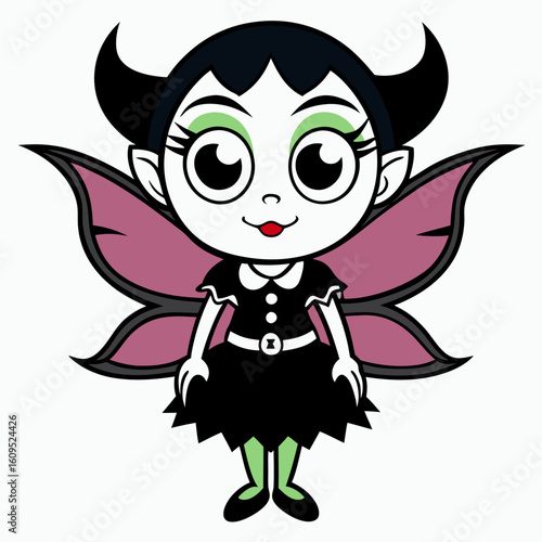 beautiful purple fairy in flight Isolated on white background.