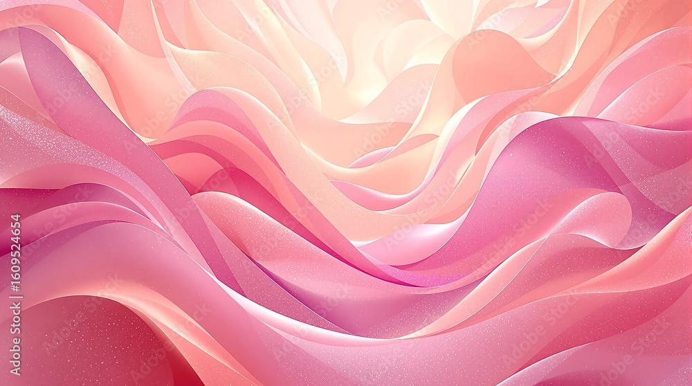 Obraz premium Flowing Pink and White Abstract Waves with Soft Lighting