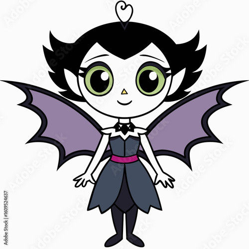 beautiful purple fairy in flight Isolated on white background.