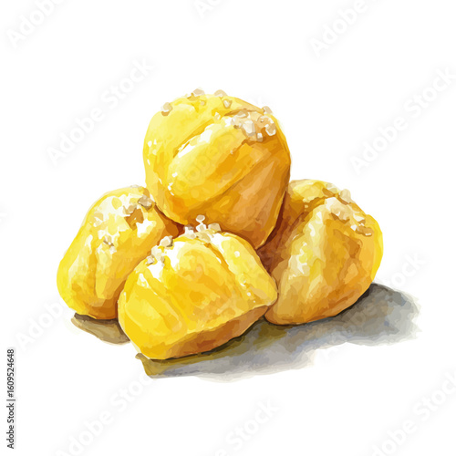 Watercolor vector illustration of Gnocchi, isolated on white background.