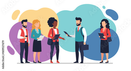 Diverse business team collaborating, ideal for website banners or presentations.