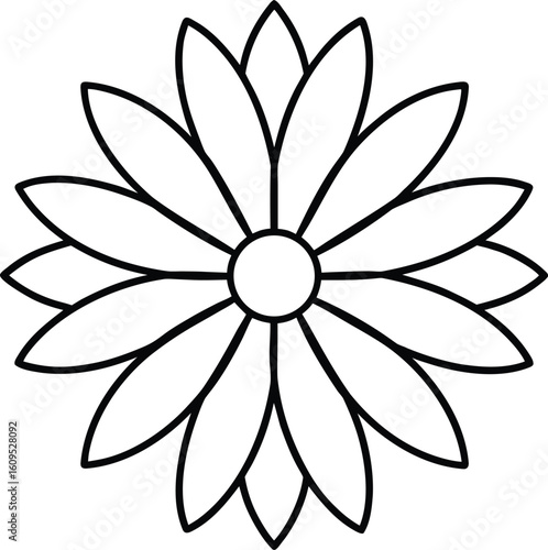 detailed daisy mandala vector line art on transparent background