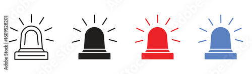 Siren vector flat icon set. Bell alarm flat icon set. Flasher icons. . Emergency siren icon, ambulance or police icon , vector illustration .