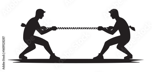 Silhouette of Two Men Playing Tug of War Competition