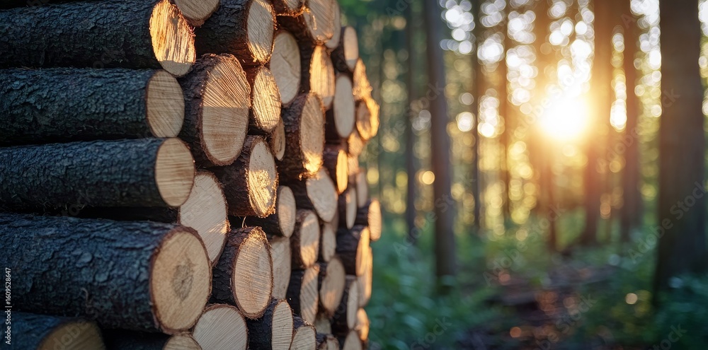 Pine and spruce trees dominate the forest landscape, where the logging and timber wood industry is characterized by piles of log trunks, frequently showcased in wide banners or panoramic scenes of Pine and spruce trees dominate the forest landscape, where the logging and timber wood industry is characterized by piles of log trunks, frequently showcased in wide banners or panoramic scenes of