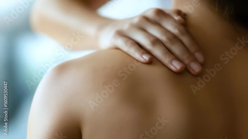 Wallpaper Mural young woman holding her back Torontodigital.ca