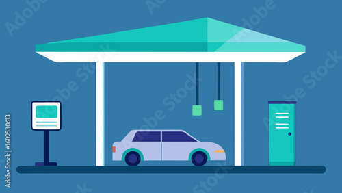 Electric Vehicle Charging Under Sci Fi Canopy