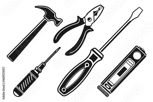 Collection of Black and White Hand Tools.