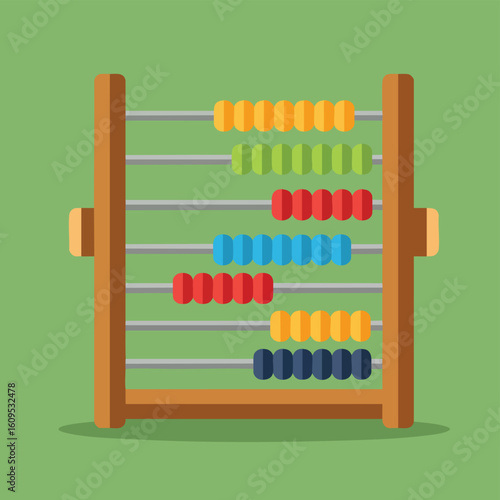 A classic wooden abacus with colorful beads for learning mathematics.