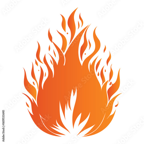 Gradient Fiery Blaze Flame Illustration with Energy Burst and Dancing Fire