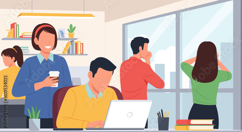 Modern office workers collaborating, perfect for website banners or business presentations.