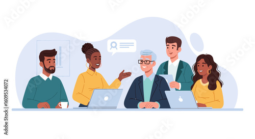Diverse team brainstorming, perfect for landing pages, presentations, and brochures.