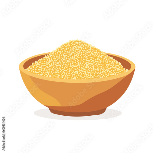 A Minimalistic 2D flat icon illustration of couscous bowl, clean vector design, simple illustration style, isolated on a white background, modern element in vector and EPS format.