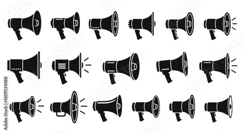 megaphone silhouette, minimal car horn icon vector illustration