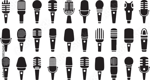 Vintage and modern microphones collection audio sound
