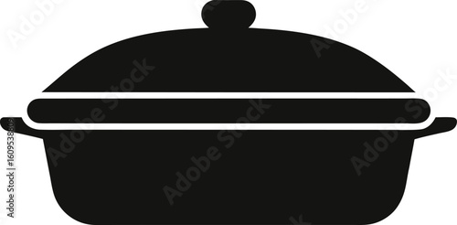 Casserole Dish Silhouette Icon. Bakeware Pot Black and White Vector.