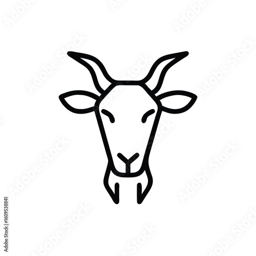 Outline icon a goat head with horns beard animal